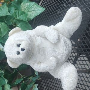 White Plush Teddy Bear with Bow